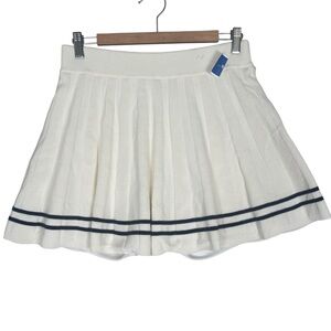 Sincerely Jules White Knit Pleated Tennis Skort Skirt Womens Large Varsity NWT